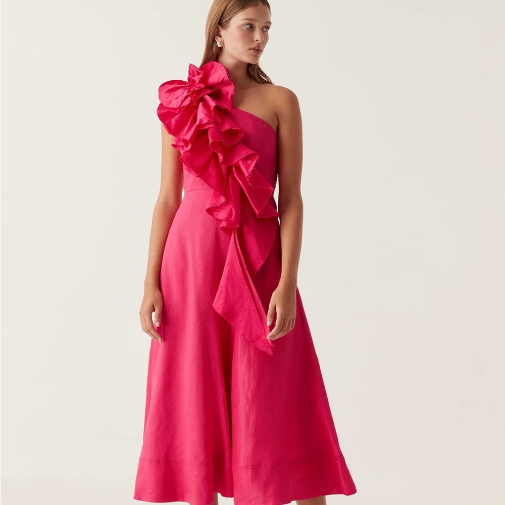 AJE Adelia Ruffle Midi Dress